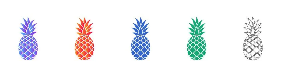 Pineapple Fruit Icon Graphic Set Stock Illustration