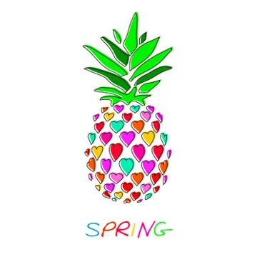 Pineapple fruit isolated on white background. Vector image. Stock Illustration