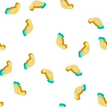 Pineapple fruit isometric icon seamless pattern Stock Illustration
