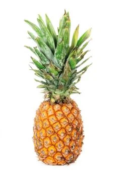 Pineapple fruit with leaf isolated on white background. Professional studio 写真素材