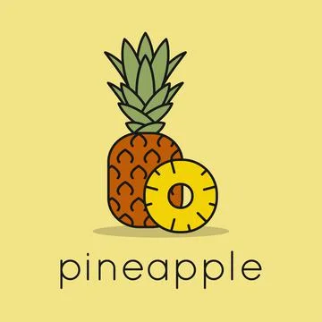 Pineapple fruit logo. Linear of pineapple slice Stock Illustration