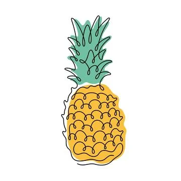 Pineapple fruit one line vector illustration Stock Illustration