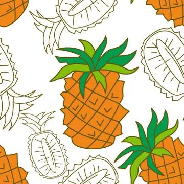 Pineapple Fruit Pattern Seamless Vector Template Stock Illustration