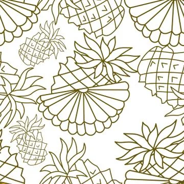 Pineapple Fruit Pattern Seamless Vector Template Illustrazione stock