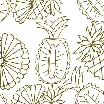 Pineapple Fruit Pattern Seamless Vector Template Stock Illustration