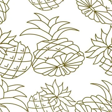 Pineapple Fruit Pattern Seamless Vector Template Stock Illustration