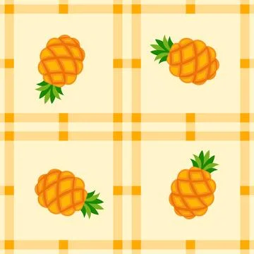 Pineapple fruit seamless for pattern fabric, simple pineapple fruit cute re.. 스톡 일러스트
