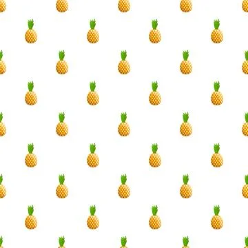 Pineapple fruit seamless pattern on white background Stock Illustration