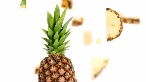 Pineapple fruit Slice and Leaf Stream Stock-Footage 196268614