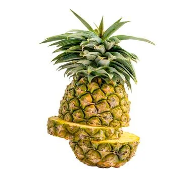 Pineapple fruit with slice isolated on white background with clipping path. Stock Photos