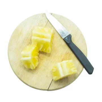 Pineapple fruit slice on top view Stock Photos