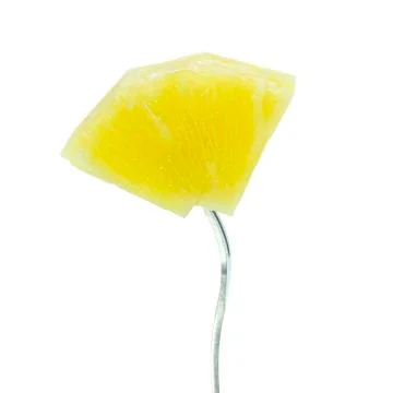 Pineapple fruit snack slice serve with fork Stock Photos