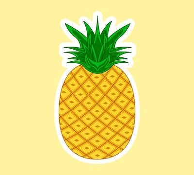 Pineapple fruit stickers Stock Illustration