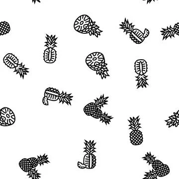 Pineapple fruit tropical food vector seamless pattern Stock Illustration