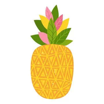 Pineapple fruit vector illustration juicy whole pineapple abstract tropical flat Stock Illustration
