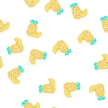 Pineapple fruit vector seamless pattern Stock Illustration
