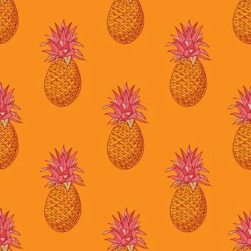 Pineapple funky seamless pattern Stock Illustration
