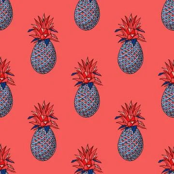 Pineapple funky seamless pattern Stock Illustration