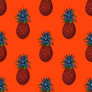 Pineapple funky seamless pattern Stock Illustration