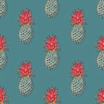 Pineapple funky seamless pattern Stock Illustration