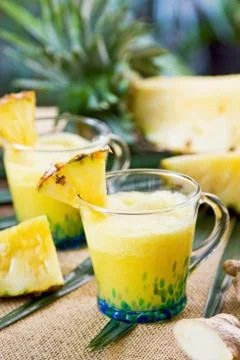 Pineapple with Ginger juice Stock Photos