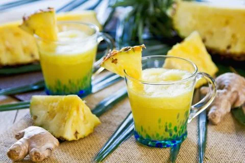 Pineapple with Ginger juice Stock Photos