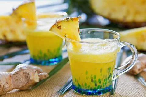 Pineapple with Ginger juice Stock Photos