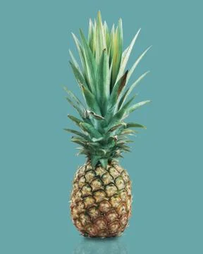 Pineapple on green background. Stock Photos