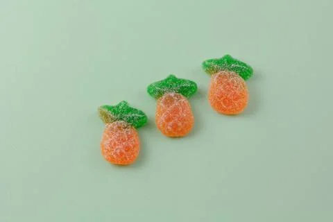 Pineapple gummy candy in candy dish Stock Photos