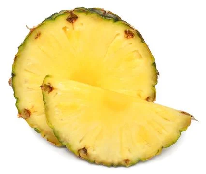 Pineapple half and slice isolated on white background. Creative tropical fr.. Stock Photos