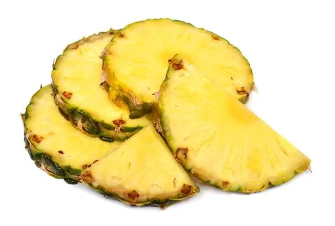 Pineapple half and slice isolated on white background. Creative tropical fr.. Stock Photos