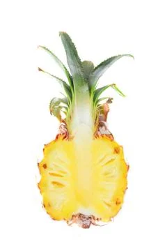 Pineapple half fruit ripe on white Stock Photos