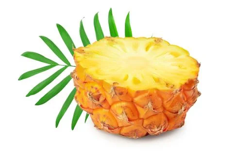 Pineapple half isolated on white background with clipping path and full depth of Stock Photos