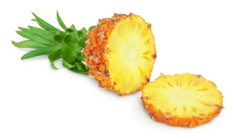 Pineapple half isolated on white background with clipping path and full depth of Stock Photos