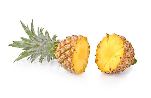 Pineapple half. Pineapple slice isolated on white. Stock Photos