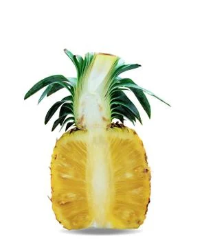 Pineapple half on white background. Stock Photos