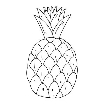 Pineapple in hand draw doodle style. Isolated on a white background. Vector s Stock Illustration