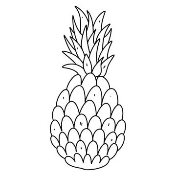 Pineapple in hand drawn doodle style. Vector illustration isolated on white.. Stock Illustration