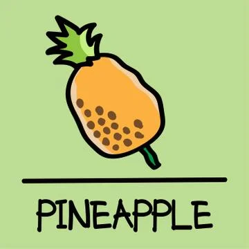 Pineapple hand-drawn style,Vector illustration. Stock Illustration