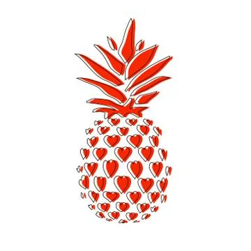 Pineapple. Hand drawn vector illustration isolated on white, logo, t-shirt de Illustrazione stock