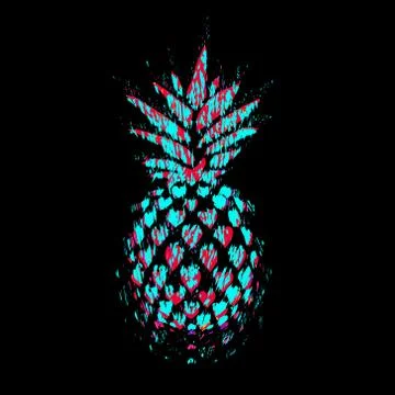 Pineapple. Hand drawn vector illustration isolated on black, logo, t-shirt de Stock Illustration