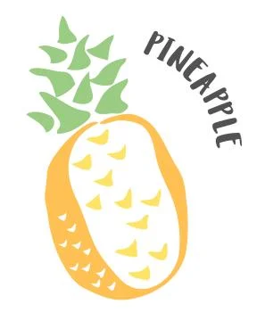 Pineapple hand painted with ink brush isolated on white background Stock Illustration