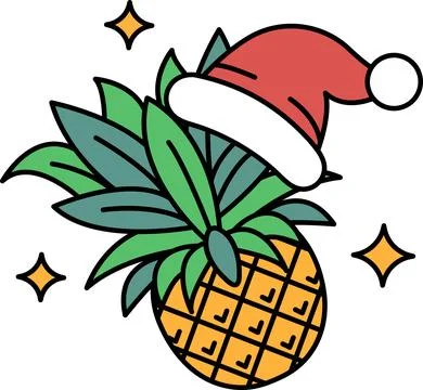 A pineapple with a hat on top 스톡 일러스트