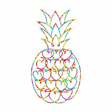 Pineapple from hearts in one line. Pineapple love heart Stock Illustration
