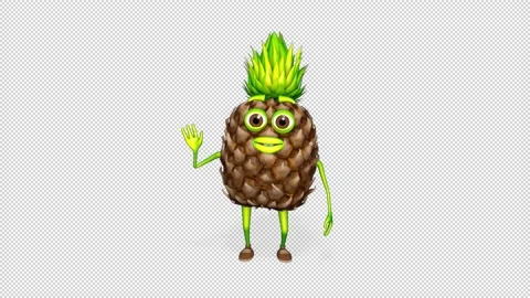 Pineapple Hello Loop on Alpha Channel Stock Footage 149410915