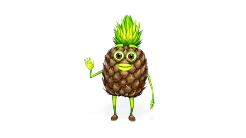 Pineapple Hello Loop on White Background Stock Footage 149410958