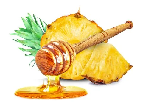 Pineapple with honey Stock Photos