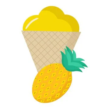 Pineapple ice cream on a white background for clipart design Stock Illustration
