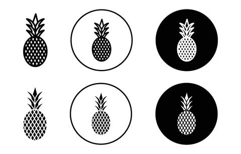 Pineapple icon collection of outline thin line symbol or sign Stock Illustration