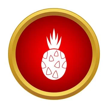 Pineapple icon in red circle with gold border Stock Illustration